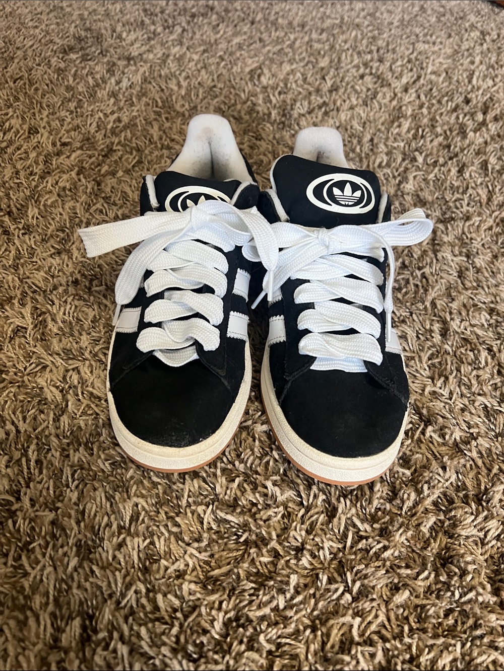adidas Black and White Low-Top Suede Sneakers